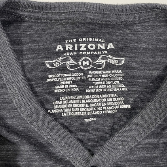 Arizona Jean Company ® Mens Gray V-Neck Henley Button Down T-Shirt - Size Medium - Picture 3 of 4